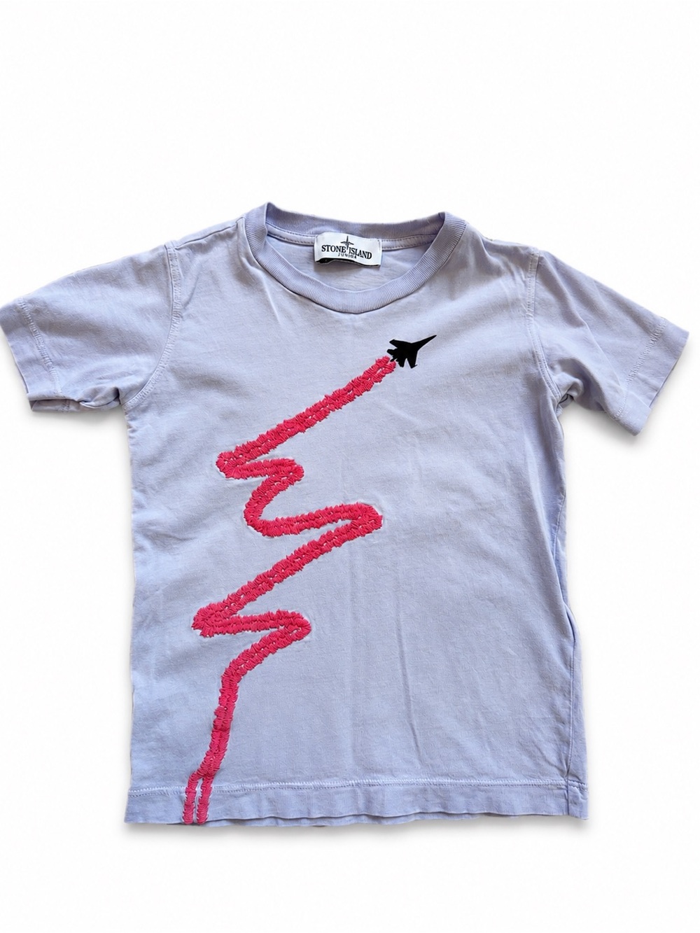 Stone Island Kids Lavender Tee with Pink Jet Trail and Black Plane